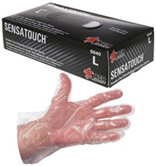 BUY .4 mil SensaTouch Gloves
Powder Free Disposable Polyethylene
Industrial Food Service Grade
Embossed Finish 10 Inches
Clear now and SAVE!