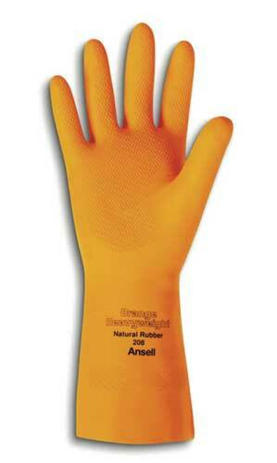 Ansell Orange Heavyweight Natural Rubber Latex Immersion Glove with Pinked Cuff. Shop Now!