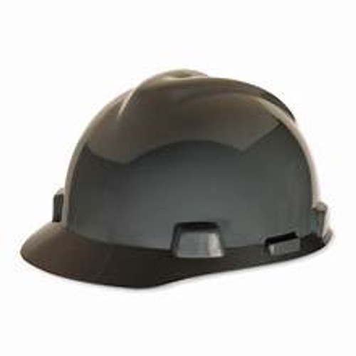 MSA 484340 V-Gard Staz-On Standard Hard Hats, Color=Silver with Staz-On