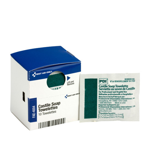 First Aid Only FAE-4004 SC Refill Castile Soap Wipes, 10/box. Shop Now!