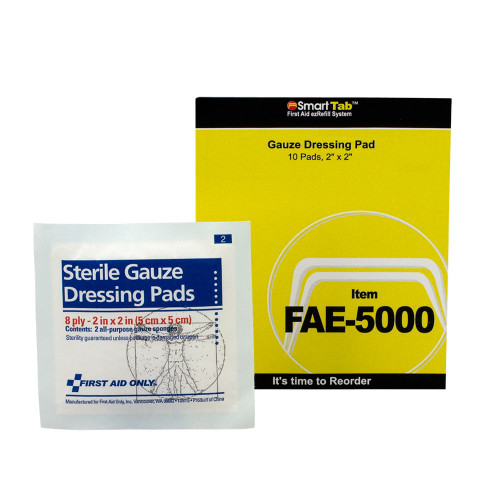 First Aid Only FAE-5000 SC Refill 2"x2" Sterile Gauze Pads, 10/bag. Shop Now!