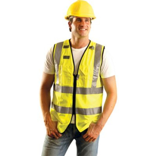 Occunomix LUX-SSFULLZ Premium Solid Dual Stripe Full Surveyor Safety Vest available in Yellow Color. Shop now!
