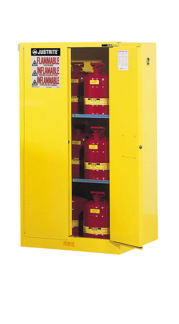 As Shown in Justrite 896020 Yellow 60 Gal Sure-Grip Ex Flammable Safety Cabinet. Shop Now!