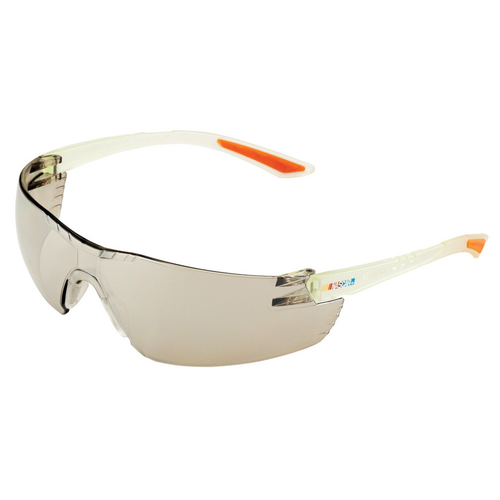 Encon Nascar 442 Wraparound High Performance Safety Eyewear Gray Frame, Clear Lens, Orange Tip