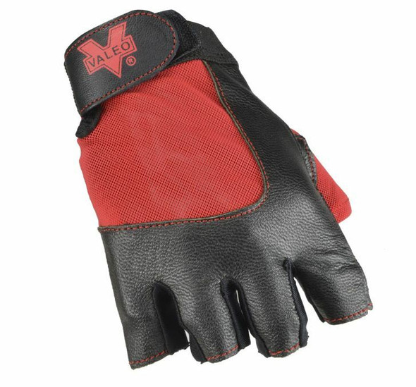 Valeo V336 Material Handling Fingerless Leather Gloves w/Padded Palms. Top View. Shop Now!