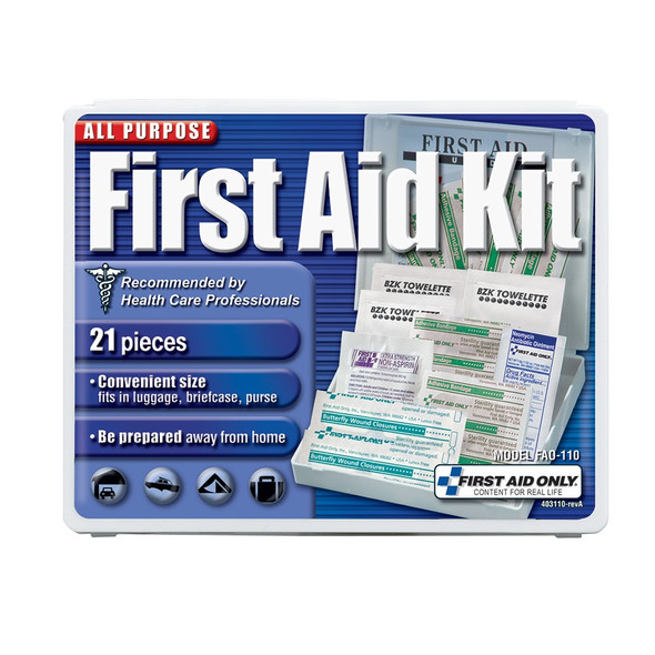 First Aid Only FAO-110 Travel First Aid Kit, 20 Piece, Plastic Case. Shop Now!