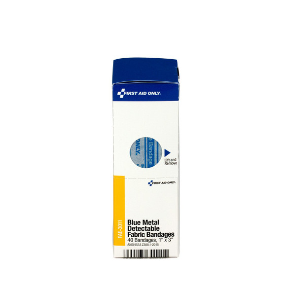 First Aid Only FAE-3011 SmartCompliance Refill 1"X3" Blue Metal Detectable Bandages, 40 Per Box. Shop Now!
