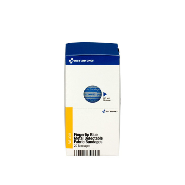 First Aid Only FAE-3041 SmartCompliance Refill Fingertip Blue Metal Detectable Bandages, 40 Per Box. Shop Now!