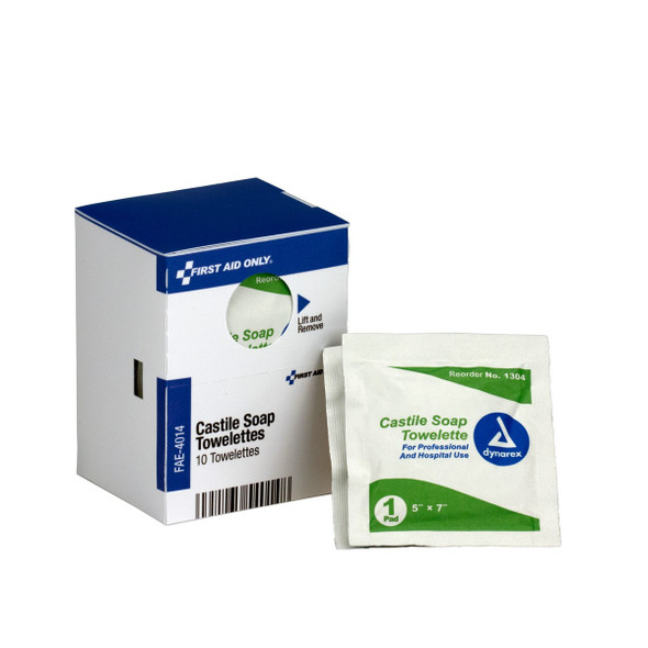 First Aid Only FAE-4014 SmartCompliance Refill Castile Soap Wipes, 10 Per Box. Shop Now!