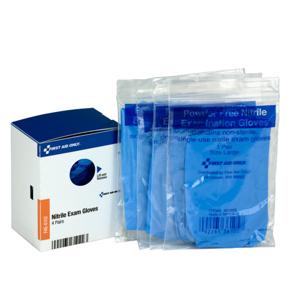 First Aid Only FAE-6102 SmartCompliance Nitrile Exam Gloves, 4 Pairs Per Box. Shop Now!