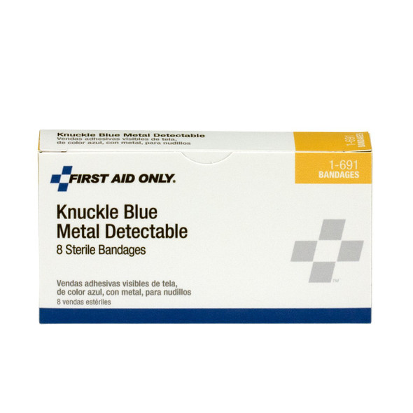 First Aid Only 1-691 Blue Metal Detectable Fabric Knuckle Bandages, 8 Per Box. Shop Now!