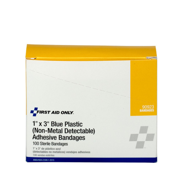 First Aid Only FA-90923 1"X3" Plastic Bandages Blue, 100 Per Box. Shop Now!