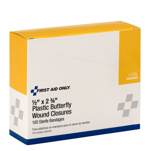 First Aid Only FA-1-120L Butterfly Wound Closures, Large, 100 Per Box. Shop Now!