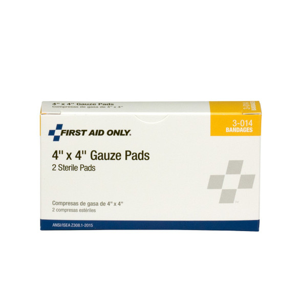 First Aid Only FA-3-014 4"X4" Sterile Gauze Pads, 2 Per Box . Shop Now!