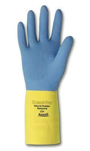 Ansell Chemi-Pro Natural Rubber Latex Diamond Embossed Immersion Glove with Pinked Cuff. Shop Now!