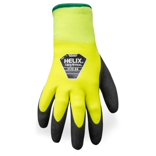 HexArmor 1049W 15G Polyester Fully Coated Latex with Sandy Latex Palm, 7G Acrylic Terry Liner - 1 Pair