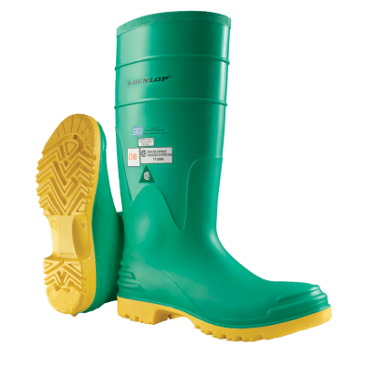 Dunlop 8701200 Hazmax Steel Toe Midsole, Rubber Boots, 16 in Boot, PVC, Green/Yellow - Sold Per 6 Pairs, Buy Now!