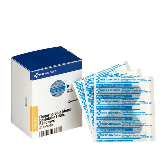 First Aid Only FAE-3040 SC Refill Blue Metal Detectable Fingertip Bandages, 20/box. Shop Now!