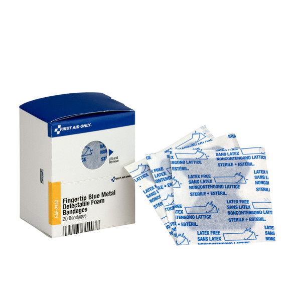 First Aid Only FAE-3140 SC Refill Blue Metal Detectable Fingertip Foam Bandages, 20/box. Shop Now!