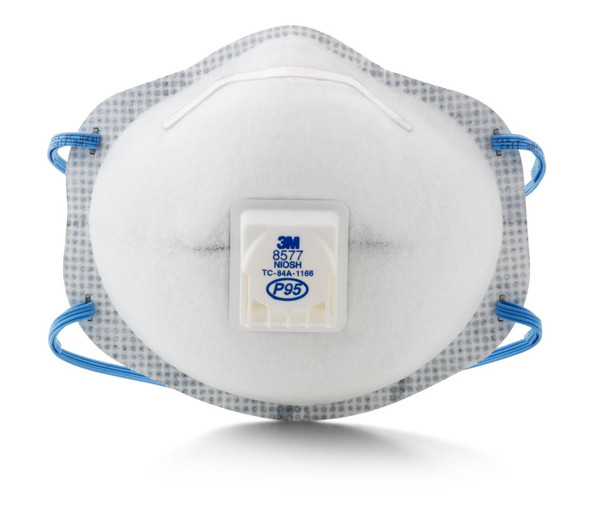 3M 8577 P95 Particulate Respirator with Nuisance Level Organic Vapor Relief | 95% Filtration Efficiency, Reduces Organic Vapor Exposure, Minimizes Heat Build-Up, Comfortable, Easy Breathing, Spacious And Durable, Standard Size - 10 Each