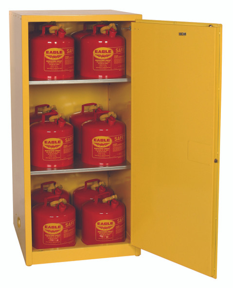 Eagle 1961X Flammable Liquid Safety Cabinet, 60 Gal., 2 Shelves, 1 Door, Manual Close, Yellow
