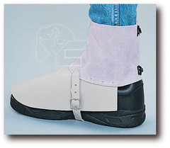 Steel Grip Split Leather Leggings with 5-Inch Flare, Pearl Grey. Shop Now!