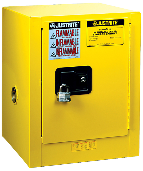 Justrite 890400 Yellow 4 Gal Sure-Grip Ex Flammable Safety Cabinet. Shop now!