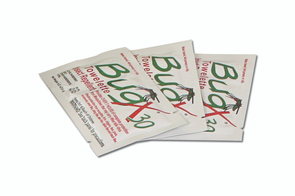 BugX Single Dose Insect Repellent 30% DEET Towelette Foil Packs available in Bulk Pack Case of 300. Shop now!