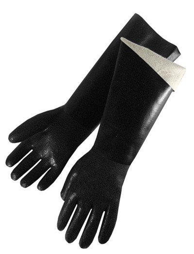 18" Black PVC Coated Chemical Glove with Jersey Liner