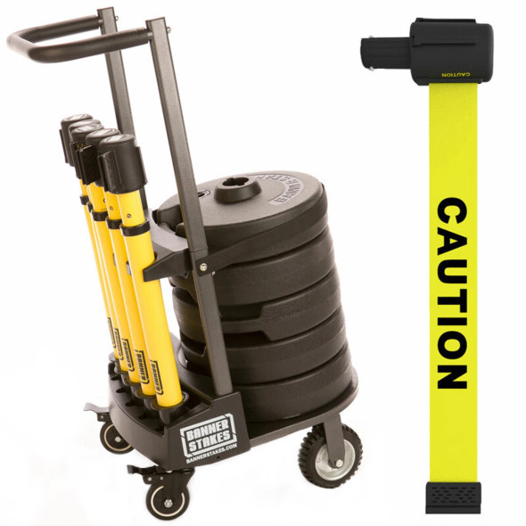 Banner Stakes PL4001 PLUS Cart Package, Yellow "Caution" Banner. Shop now!