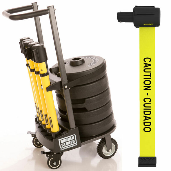 Banner Stakes PL4002 PLUS Cart Package, Yellow "Caution-Cuidado" Banner. Shop now!