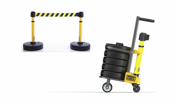 Banner Stakes PL4008 PLUS Cart Package, Yellow/Black Diagonal Stripe Banner. Shop now!