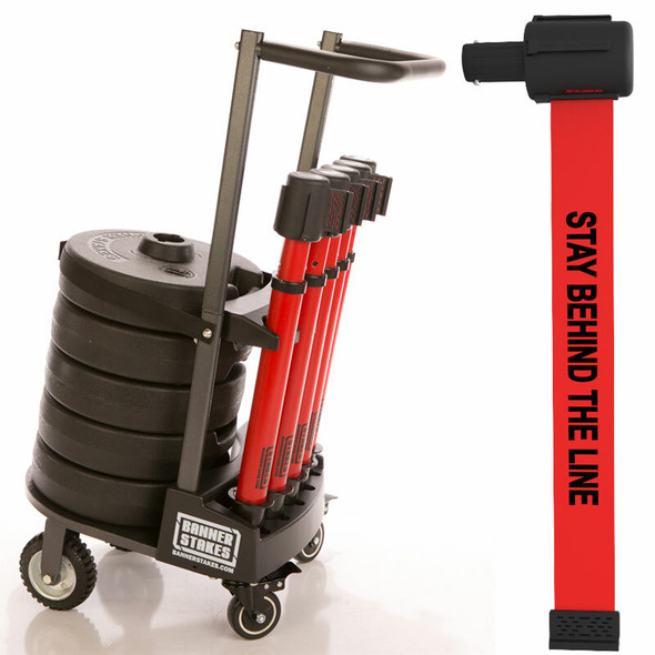 Banner Stakes PL4012 PLUS Cart Package, Red "Stay Behind The Line" Banner. Shop now!