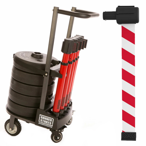 Banner Stakes PL4014 PLUS Cart Package, Red/White Diagonal Stripe Banner. Shop now!