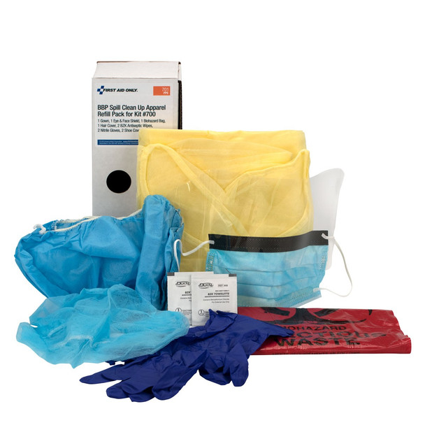 First Aid Only FA-701 Bloodborne Pathogen (BBP) Spill Clean-Up Apparel Refill Pack For Kit #700. Shop Now!