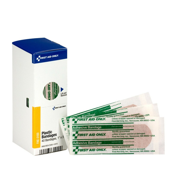 First Aid Only FAE-3100 SmartCompliance Refill 1" X 3" Adhesive Plastic Bandages, 40 Per Box. Shop Now!