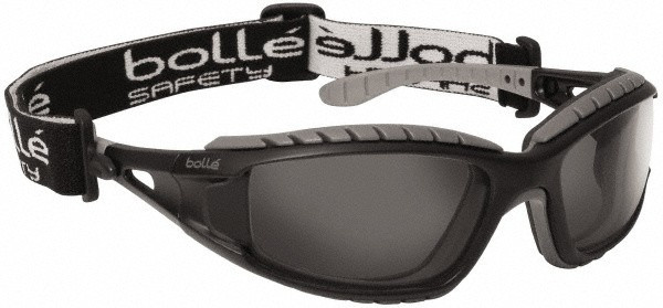 Bolle 40086 Tracker Safety Glasses, Smoke Anti-Fog Lens, Black Frame