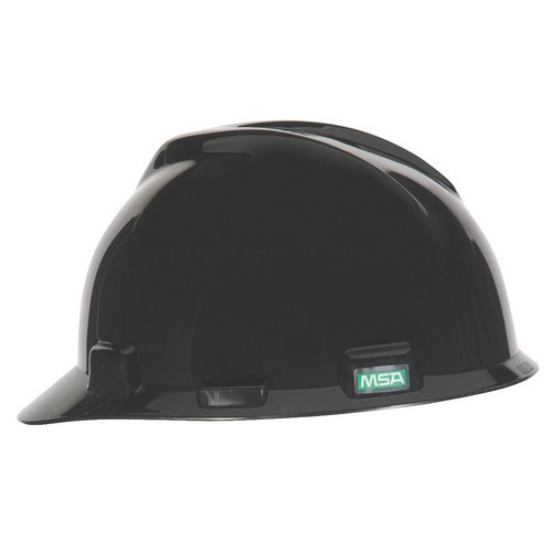 MSA 475235 V-Gard Staz-On Standard Hard Hats, Color=Black with Staz-On