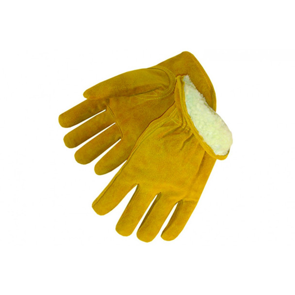 Thick Pile Lined Bourbon Brown Split Cowhide Driver Gloves. Shop Now!