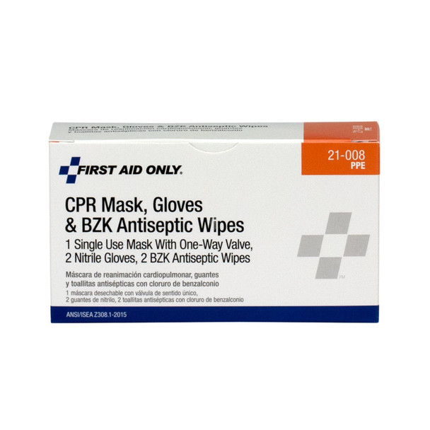 First Aid Only 21-008 CPR First Aid Pack, Includes Mask, 2 Gloves, 2 Wipes. Shop Now!