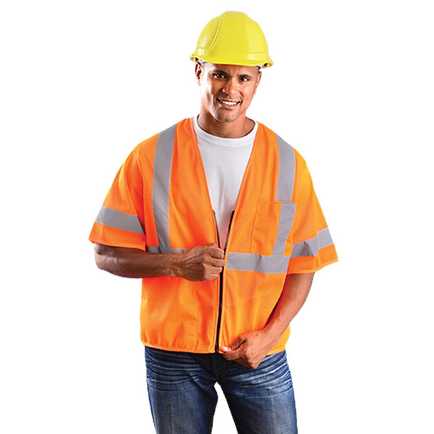 OK  S3O-04 Classic Mesh Standard Vest with 2" Silver Reflective Tape in Orange Color. Shop now!