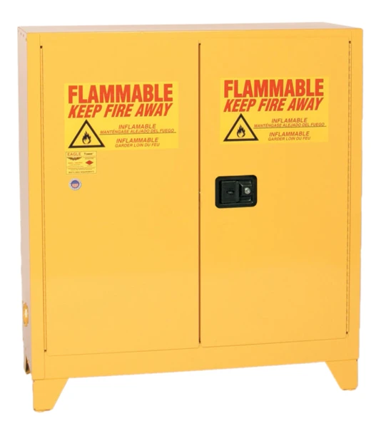 Buy Eagle 1932LEGS Tower Safety Cabinet, 30 Gal. Yellow, Two Door, Manual Close today and SAVE up to 25%.