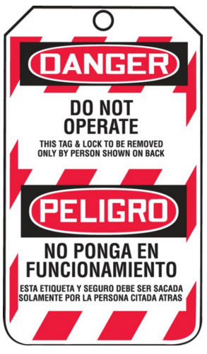 Accuform TSP101 Do Not Operate Bilingual Lockout Tagout Tag. Shop now!