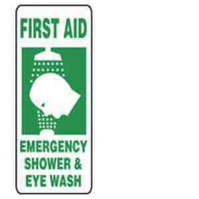 Accuform MFSD996 First Aid Emergency Shower and Eye Wash Sign. Shop now!