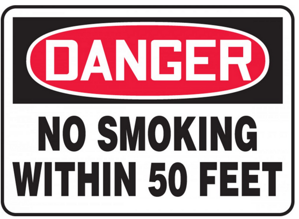 Accuform MSMK247 Danger No Smoking Within 50 Feet Sign. Shop now!