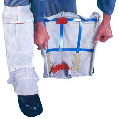 Steel Grip Split Leather Leggings with 5-Inch Flare, Pearl Grey. Shop Now!