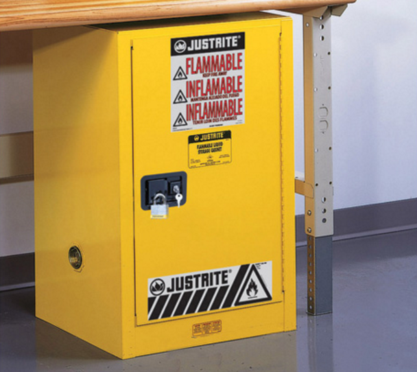 Justrite 891220 Yellow 12 Gal Sure-Grip Ex Flammable Safety Cabinet. Shop now!