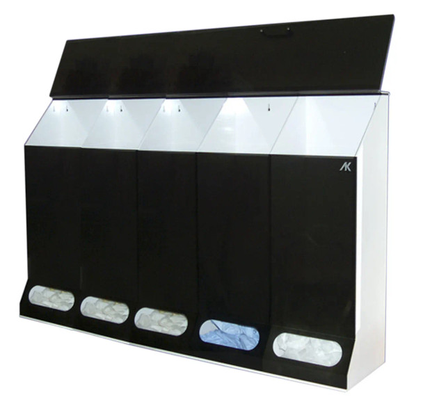 AK-JN5 5 Compartment Multi Purpose Dispenser. Available in Clear and Smoke. Shop Now!