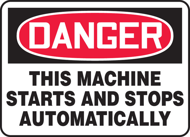 Accuform MEQM152 Danger This Machine Starts And Stops Automatically Sign