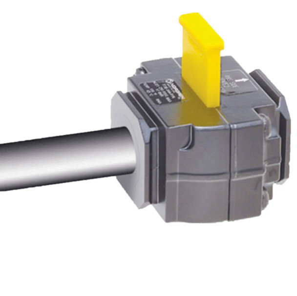 Accuform KDD463 3/8 Inch In Line Pneumatic Valve Lockouts - 1 Each